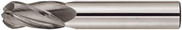 Niagara Cutter - 8mm Diam, 25mm LOC, 4 Flute Solid Carbide Ball End Mill - AlTiN Finish, Single End, 150mm OAL, 8mm Shank Diam, Spiral Flute - USA Tool & Supply