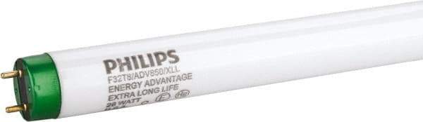 Philips - 28 Watt Fluorescent Tubular Medium Bi-Pin Lamp - 5,000°K Color Temp, 2,675 Lumens, T8, 36,000 hr Avg Life - USA Tool & Supply