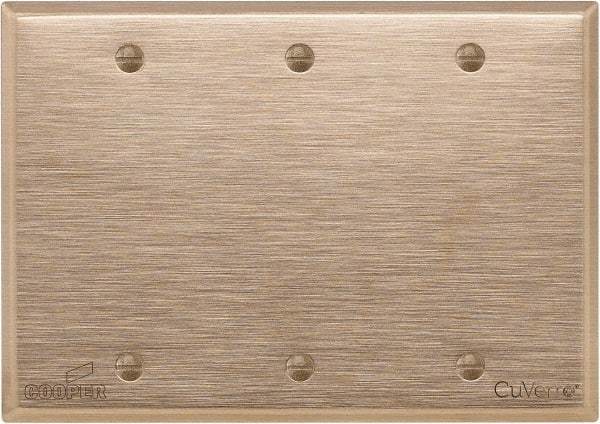 Cooper Wiring Devices - 3 Gang, 4-1/2 Inch Long, Standard Blank Wall Plate - Blank, Rose, Antimicrobial Copper - USA Tool & Supply