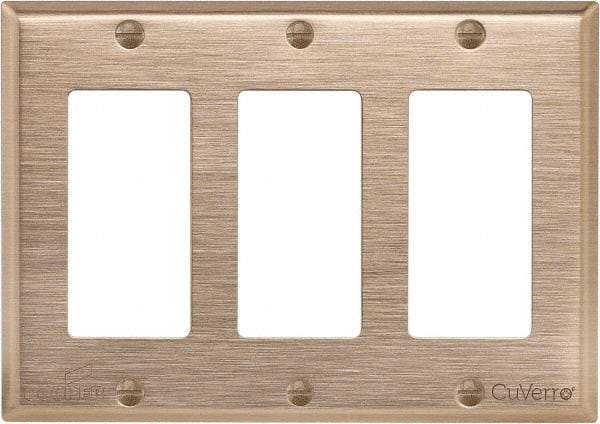 Cooper Wiring Devices - 3 Gang, 4-1/2 Inch Long, Standard Switch Plate - Decorator Switch, Rose, Antimicrobial Copper - USA Tool & Supply
