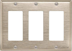 Cooper Wiring Devices - 3 Gang, 4-1/2 Inch Long, Standard Switch Plate - Decorator Switch, White Bronze, Antimicrobial Copper - USA Tool & Supply