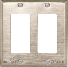 Cooper Wiring Devices - 2 Gang, 4-1/2 Inch Long, Standard Switch Plate - Decorator Switch, White Bronze, Antimicrobial Copper - USA Tool & Supply