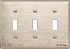 Cooper Wiring Devices - 3 Gang, 4-1/2 Inch Long, Standard Switch Plate - Toggle Switch, White Bronze, Antimicrobial Copper - USA Tool & Supply