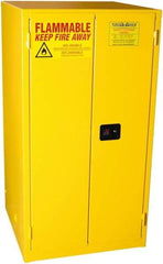 PRO-SAFE - 2 Door, 2 Shelf, Yellow Steel Standard Safety Cabinet for Flammable and Combustible Liquids - 65" High x 34" Wide x 34" Deep, Self Closing Door, 3 Point Key Lock, 60 Gal Capacity - USA Tool & Supply