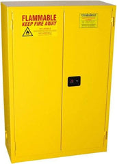 PRO-SAFE - 2 Door, 2 Shelf, Yellow Steel Standard Safety Cabinet for Flammable and Combustible Liquids - 65" High x 43" Wide x 18" Deep, Self Closing Door, 3 Point Key Lock, 45 Gal Capacity - USA Tool & Supply