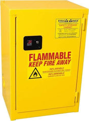 PRO-SAFE - 1 Door, 1 Shelf, Yellow Steel Space Saver Safety Cabinet for Flammable and Combustible Liquids - 35" High x 23" Wide x 18" Deep, Self Closing Door, 3 Point Key Lock, 12 Gal Capacity - USA Tool & Supply