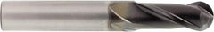 OSG - 3/32" Diam, 3/8" LOC, 2 Flute Solid Carbide Ball End Mill - Diamond Finish, Single End, 1-3/4" OAL, 1/8" Shank Diam, Spiral Flute - USA Tool & Supply