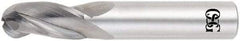OSG - 25mm Diam, 38mm LOC, 3 Flute Solid Carbide Ball End Mill - TiAlN Finish, Single End, 102mm OAL, 102mm Shank Diam, Spiral Flute - USA Tool & Supply