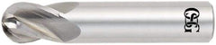 OSG - 12mm Diam, 16mm LOC, 4 Flute Solid Carbide Ball End Mill - TiAlN Finish, Single End, 64mm OAL, 64mm Shank Diam, Spiral Flute - USA Tool & Supply