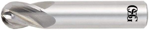 OSG - 11mm Diam, 16mm LOC, 4 Flute Solid Carbide Ball End Mill - TiAlN Finish, Single End, 64mm OAL, 64mm Shank Diam, Spiral Flute - USA Tool & Supply