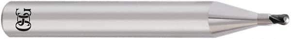 OSG - 1mm Diam, 0.6mm LOC, 2 Flute Solid Carbide Ball End Mill - TiAlN Finish, Single End, 50mm OAL, 4mm Shank Diam, Spiral Flute - USA Tool & Supply