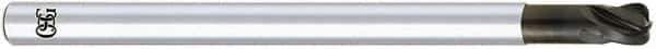OSG - 4mm, 4 Flute, Single End, Solid Carbide, 0.5mm Corner Radius End Mill - 75mm OAL, 30° Helix, Right Hand Flute, 4mm LOC, Right Hand Cut, - USA Tool & Supply