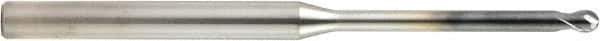 OSG - 0.2mm Diam, 0.16mm LOC, 2 Flute Solid Carbide Ball End Mill - WXS Finish, Single End, 45mm OAL, 4mm Shank Diam, Spiral Flute - USA Tool & Supply