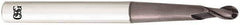 OSG - 2mm Diam, 5mm LOC, 2 Flute Solid Carbide Ball End Mill - TiAlN Finish, Single End, 80mm OAL, 6mm Shank Diam, Spiral Flute - USA Tool & Supply