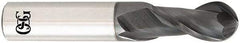 OSG - 10mm Diam, 25mm LOC, 2 Flute Solid Carbide Ball End Mill - TiAlN Finish, Single End, 70mm OAL, 10mm Shank Diam, Spiral Flute - USA Tool & Supply