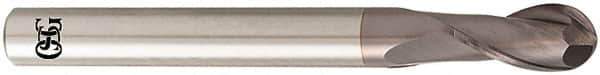 OSG - 12mm Diam, 22mm LOC, 2 Flute Solid Carbide Ball End Mill - TiAlN Finish, Single End, 110mm OAL, 12mm Shank Diam, Spiral Flute - USA Tool & Supply