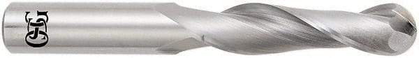 OSG - 12mm Diam, 51mm LOC, 2 Flute Solid Carbide Ball End Mill - TiAlN Finish, Single End, 102mm OAL, 12mm Shank Diam, Spiral Flute - USA Tool & Supply