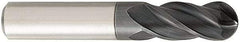 OSG - 8mm Diam, 21mm LOC, 4 Flute Solid Carbide Ball End Mill - TiAlN Finish, Single End, 64mm OAL, 8mm Shank Diam, Spiral Flute - USA Tool & Supply