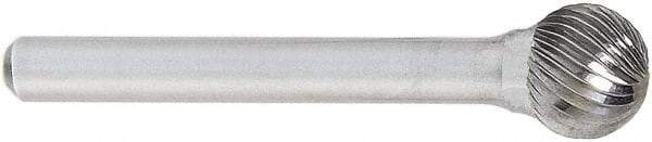 OSG - 12mm Cut Diam, 6mm Shank Diam, Ball Head Fluted Cut Burr - Carbide, 50mm OAL - USA Tool & Supply