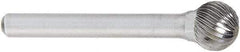 OSG - 12mm Cut Diam, 6mm Shank Diam, Ball Head Fluted Cut Burr - Carbide, 50mm OAL - USA Tool & Supply
