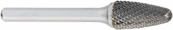 OSG - 1/2" Cut Diam, 1/4" Shank Diam, Tree with Radius Head Burr - Carbide, Radius End, 1" LOC, 6" OAL - USA Tool & Supply