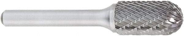 OSG - 1/2" Cut Diam, 1/4" Shank Diam, Cylinder with Radius Head Burr - Carbide, Radius End, 1" LOC, 6" OAL - USA Tool & Supply