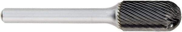 OSG - 9mm Cut Diam, 6mm Shank Diam, Tree with Radius Head Fluted Cut Burr - Carbide, Radius End, 19mm LOC, 50mm OAL - USA Tool & Supply