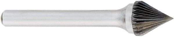 OSG - 6mm Cut Diam, 6mm Shank Diam, Cone Head Fluted Cut Burr - Carbide, Point End, 60mm LOC, 50mm OAL - USA Tool & Supply