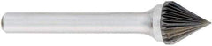 OSG - 9mm Cut Diam, 6mm Shank Diam, Cone Head Fluted Cut Burr - Carbide, Point End, 50mm OAL - USA Tool & Supply