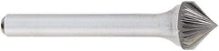 OSG - 12mm Cut Diam, 6mm Shank Diam, Cone Head Fluted Cut Burr - Carbide, Point End, 50mm OAL - USA Tool & Supply