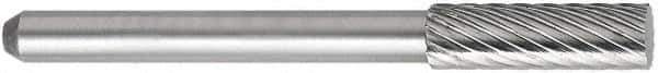 OSG - 5/32" Cut Diam, 1/8" Shank Diam, Cylinder with Radius Head Fluted Cut Burr - Carbide, Radius End, 1/2" LOC, 1-1/2" OAL - USA Tool & Supply