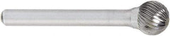 OSG - 5mm Cut Diam, 6mm Shank Diam, Ball Head Fluted Cut Burr - Carbide, 50mm OAL - USA Tool & Supply