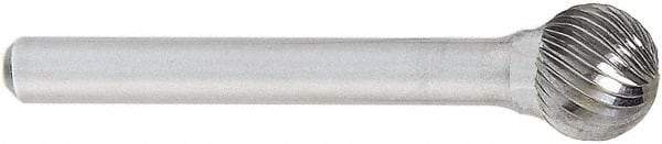 OSG - 1" Cut Diam, 1/4" Shank Diam, Ball Head Fluted Cut Burr - Carbide, 1" LOC, 2" OAL - USA Tool & Supply