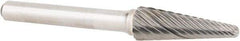 OSG - 3/8" Cut Diam, 1/4" Shank Diam, Cone Head Fluted Cut Burr - Carbide, Radius End, 1-1/16" LOC, 2" OAL - USA Tool & Supply