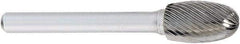 OSG - 1/4" Cut Diam, 1/4" Shank Diam, Oval Head Fluted Cut Burr - Carbide, Radius End, 3/8" LOC, 2" OAL - USA Tool & Supply