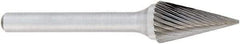 OSG - 1/4" Cut Diam, 1/4" Shank Diam, Cone Head Fluted Cut Burr - Carbide, Point End, 3/4" LOC, 2" OAL - USA Tool & Supply