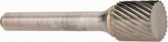 OSG - 1/2" Cut Diam, 1/4" Shank Diam, Cylinder Head Fluted Cut Burr - Carbide, Flat End, 1/2" LOC, 2" OAL - USA Tool & Supply