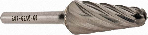 OSG - 16mm Cut Diam, 6mm Shank Diam, Taper Head Fluted Cut Burr - Carbide, Radius End, 33mm LOC, 50mm OAL - USA Tool & Supply