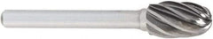 OSG - 5/8" Cut Diam, 1/4" Shank Diam, Oval Head Fluted Cut Burr - Carbide, Radius End, 1" LOC, 2" OAL - USA Tool & Supply