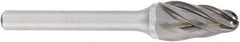 OSG - 5/8" Cut Diam, 1/4" Shank Diam, Tree with Radius Head Fluted Cut Burr - Carbide, Radius End, 1" LOC, 2" OAL - USA Tool & Supply