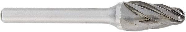 OSG - 1/2" Cut Diam, 1/4" Shank Diam, Tree with Radius Head Fluted Cut Burr - Carbide, Radius End, 1" LOC, 2" OAL - USA Tool & Supply