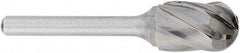 OSG - 1/4" Cut Diam, 1/4" Shank Diam, Cylinder with Radius Head Fluted Cut Burr - Carbide, Radius End, 5/8" LOC, 2" OAL - USA Tool & Supply