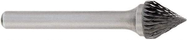 OSG - 12mm Cut Diam, 6mm Shank Diam, Cone Head Burr - Carbide, Point End, 60mm LOC, 50mm OAL - USA Tool & Supply