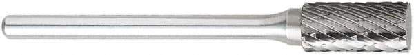 OSG - 5/32" Cut Diam, 3mm Shank Diam, Cylinder Head Burr - Carbide, Flat End, 12mm LOC, 38mm OAL - USA Tool & Supply