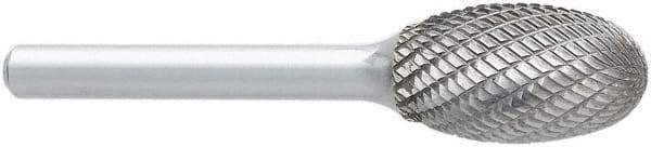 OSG - 3/4" Cut Diam, 1/4" Shank Diam, Oval Head Burr - Carbide, Radius End, 1" LOC, 2" OAL - USA Tool & Supply