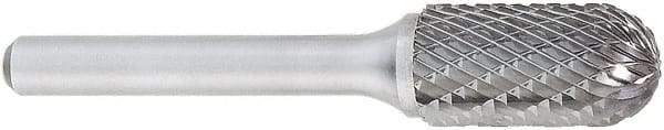 OSG - 3/4" Cut Diam, 1/4" Shank Diam, Cylinder with Radius Head Burr - Carbide, Radius End, 1" LOC, 2" OAL - USA Tool & Supply
