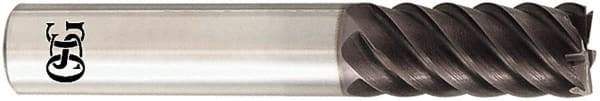 OSG - 7/16", 1" LOC, 7/16" Shank Diam, 2-3/4" OAL, 6 Flute, Solid Carbide Square End Mill - Single End, TiAlN Finish, Spiral Flute, 50° Helix, Centercutting, Right Hand Cut, Right Hand Flute, Series HP450 - USA Tool & Supply
