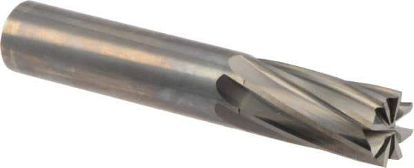 OSG - 1/2", 1" LOC, 1/2" Shank Diam, 3" OAL, 8 Flute, Solid Carbide Square End Mill - Single End, Uncoated, Spiral Flute, 15° Helix, Centercutting, Right Hand Cut, Right Hand Flute, Series 408 - USA Tool & Supply