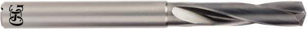 OSG - 3.6mm 140° Spiral Flute Solid Carbide Screw Machine Drill Bit - WXS Finish, Right Hand Cut, 23mm Flute Length, 62mm OAL, Standard Point, Straight Shank, Through Coolant - USA Tool & Supply