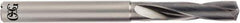 OSG - 8.04mm 140° Spiral Flute Solid Carbide Screw Machine Drill Bit - WXS Finish, Right Hand Cut, 41mm Flute Length, 101mm OAL, Standard Point, Straight Shank, Through Coolant - USA Tool & Supply
